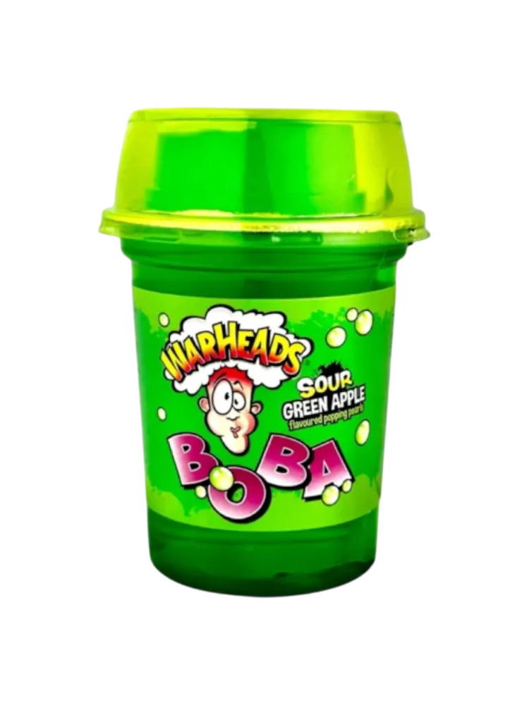 Warheads Boba Напиток с лопающ шарик со вкусом Кисл зелен яб